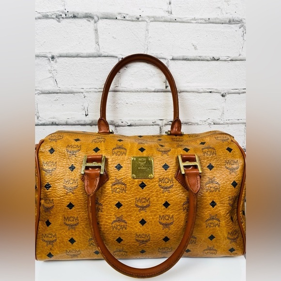 MCM Handbags - MCM Visetos Boston Medium Vintage Leather Handbag MCM München